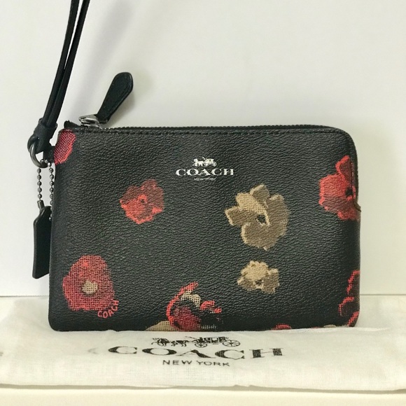 Coach Handbags - NWT Authentic Coach Wristlet Black/Floral Wallet